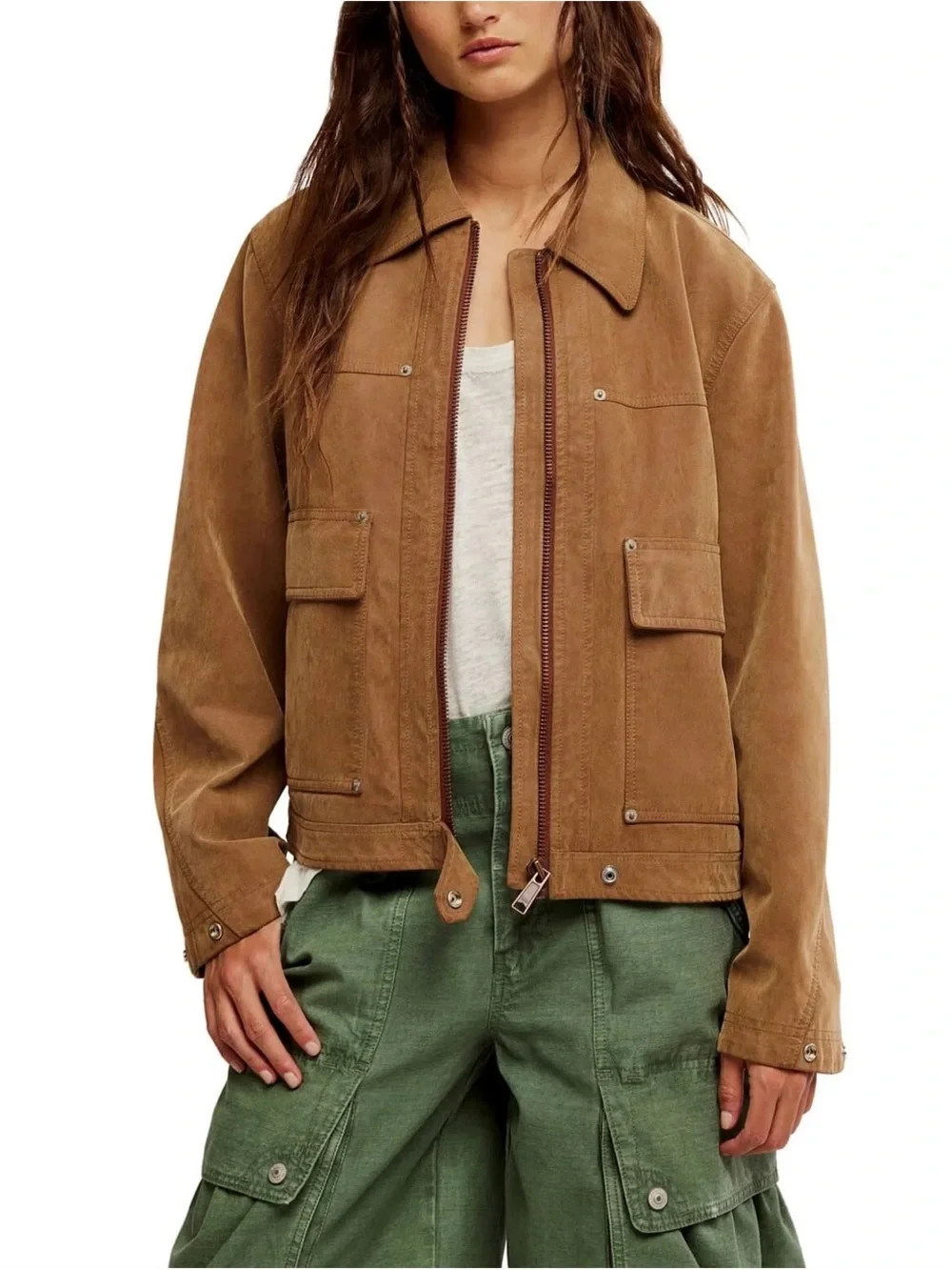 We The Free Blair Faux Suede Jacket Caramel Cafe